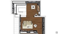 3D Living room design - floor plan